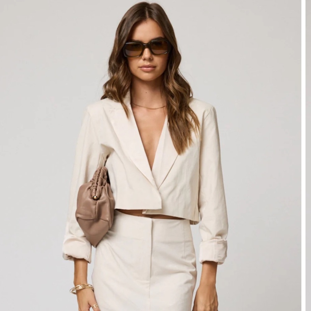 Stillwater matte twill crop blazer sm